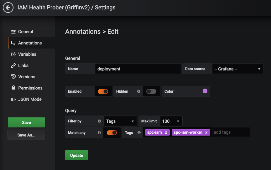 Annotation Settings with services